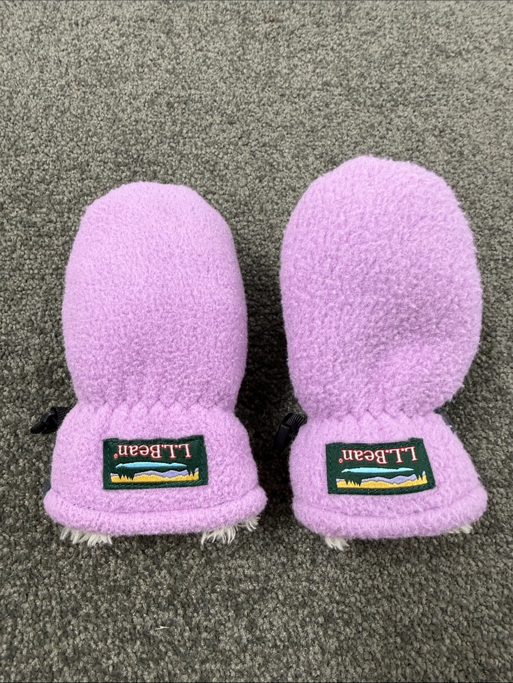 L.L. Bean Mittens Toddler Kids 12-24 months Light Purple Navy Fleece Snow Winter